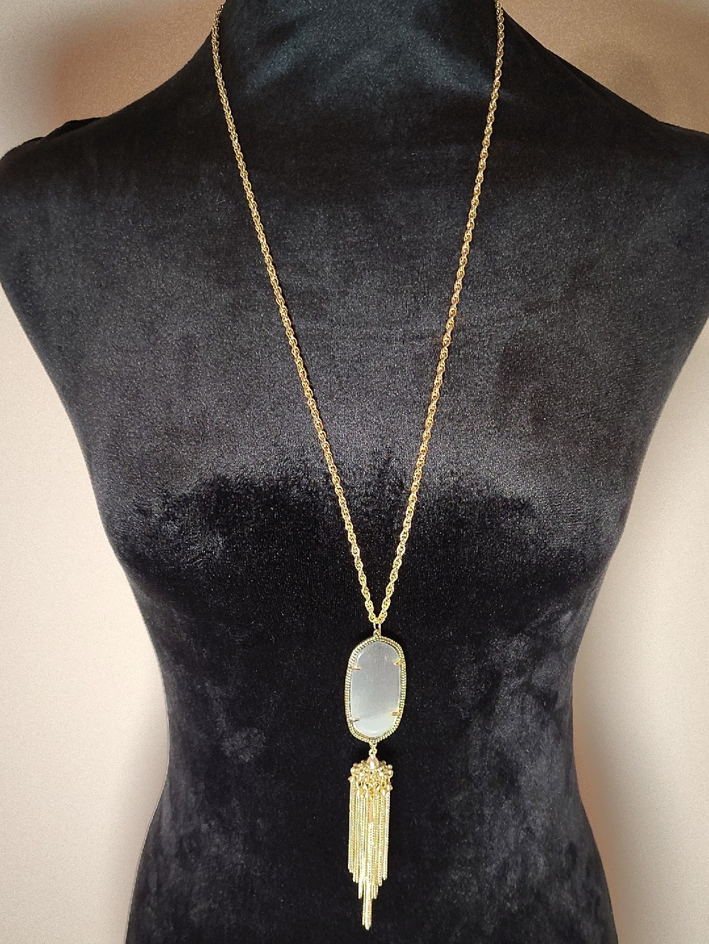 Kendra Scott Gold-Plated Long Pendant Necklace w/ Quartz Stone and Tassel
